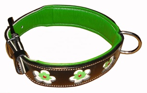 Collier de chien design écologique de luxe à la mode en cuir véritable doux rembourré rétractable solide rivet personnalisé acier/laiton - Product Image 3