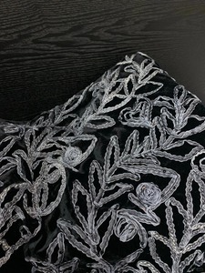 Nais Sang Trọng Mô Hình Mới Dày Polyester 3D Thêu Hoa Nhung Vải Màu Đen Cho Mùa Đông Abaya Quần Áo - Product Image 4