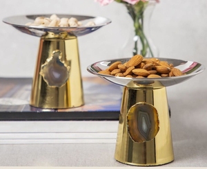 Soporte Decorativo de Metal para Tazón de Servir con Diseño de Ágata, Tazón de Lujo para Frutos Secos, Decoración del Hogar, Vajilla - Product Image 2