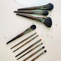 Ensemble de 10 pinceaux de maquillage professionnels en poils de chèvre, pinceaux véganes, étiquette privée, fabrication directe pour une marque personnalisée