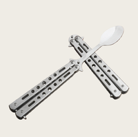 Couteau, fourchette et cuillère pliants en métal haute résistance pour le camping en plein air, vente en gros