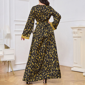 Moda bordado Kaftan árabe vestido largo impreso vestidos de fiesta de noche Gulf Jalabiya Eid Ramadan musulmán Dubai turco Abaya - Product Image 4