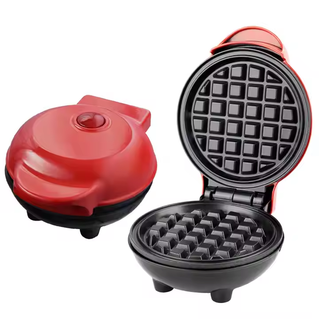 Mini Household Baking Cake Toaster Bread Sandwich Stuffed Waffle Cone Maker Breakfast Machine Stainless Steel English Circle 350