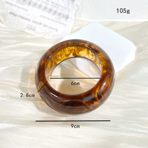 Tối Giản Stackable Hình Học Chunky Bangles Phụ Nữ Thời Trang Vòng Đeo Nhựa Với Màu Rhinestone - Product Image 4