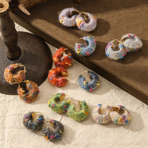 <span class=keywords><strong>Pendientes</strong></span> de Aro de <span class=keywords><strong>Ganchillo</strong></span> Hechos <span class=keywords><strong>a</strong></span> Mano, Estilo Bohemio, Coloridos, con Hilo Enrollado, Novedad en Joyerí<span class=keywords><strong>a</strong></span> para Mujer - Product Image 1