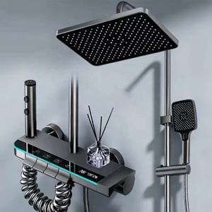 ZEPENG Moderne Ensemble <span class=keywords><strong>de</strong></span> <span class=keywords><strong>Douche</strong></span> Pluie 4 Fonctions en Aluminium Gris avec Affichage <span class=keywords><strong>de</strong></span> Température, Colonne <span class=keywords><strong>de</strong></span> <span class=keywords><strong>Douche</strong></span> Murale Type Clavier <span class=keywords><strong>de</strong></span> Piano <span class=keywords><strong>pour</strong></span> Salle <span class=keywords><strong>de</strong></span> Bain - Product Image 3