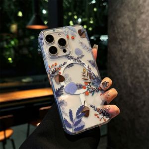 Coque transparente magnétique puissante avec motif floral pour chargeur sans fil compatible iPhone 17 16 15 14 Plus 13 12 11 Pro Max - Product Image 6