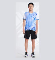 Jersey Bulu Tangkis Anak Custom Warna Ungu Muda Cetak Sublimasi Cepat Kering Bernapas Seragam Tim Tenis Meja Anak Laki-laki Perempuan