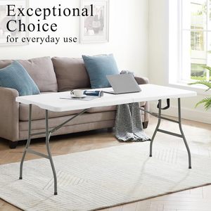 Outdoor Furniture Supplier <b>Folding</b> Half Portable White 6FT <b>Table</b> Outdoor <b>Table</b> for Parties Backyard Events - Product Image 5