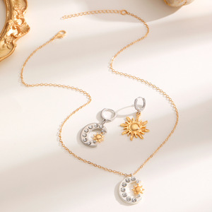 Collier Pendentif Lune et Soleil Tendance, Bijou Européen et Américain Haut de Gamme, Pendentif Clavicule Soleil et Lune - Product Image 4