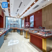 Vitrine à bijoux de luxe en verre avec base en bois laqué, meuble de présentation moderne pour magasin de détail