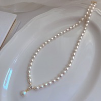 Colliers en perles d'eau douce blanches de 4-5 mm, plaqués or 14 carats, de qualité 3A, en gros, chaîne à maillons classique, unisexe, cadeau idéal