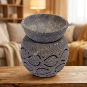 Décoration d'intérieur en gros : Brûleur d'encens et diffuseur d'huiles essentielles artisanal en pierre savonneuse pour l'aromathérapie de Noël - Product Image 3