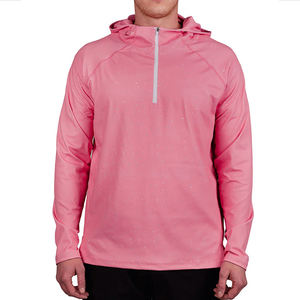 Custom Golf Attire Spring <b>Pink</b> <b>Men's</b> Pullover Quarter Zip Golf Hoodies Sportswear Cozy Breathable Quick Drying Large Hood <b>Hoodie</b> - Product Image 1