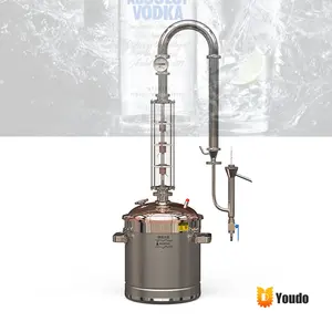 UDLW-22 50L Industrial Automatic System Rum Whisky Gin Vodka Organic Rose Hydrosol Alcohol Distillation Making Machine For Home