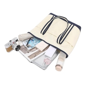 Sac fourre-tout en toile léger et imperméable avec logo personnalisé, fermeture éclair, plusieurs poches, portable pour femmes, shopping, voyage, cadeau - Product Image 2