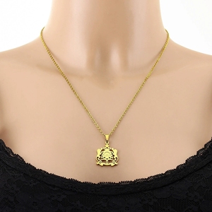 Colliers en acier inoxydable émaillé avec emblème national du Maroc, plaqués or 18 carats, pendentif drapeau <span class=keywords><strong>marocain</strong></span>, vente en gros - Product Image 5
