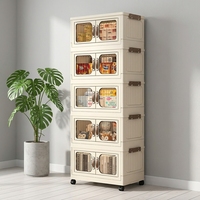 Armoire modulaire empilable et pliable en plastique PP avec 1 à 5 niveaux, idéale pour le rangement domestique et des vêtements