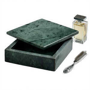 Boîte à bijoux en marbre vert, organisateur de colliers, étui de rangement verrouillable, présentoir doublé de velours pour coiffeuse - Product Image 4