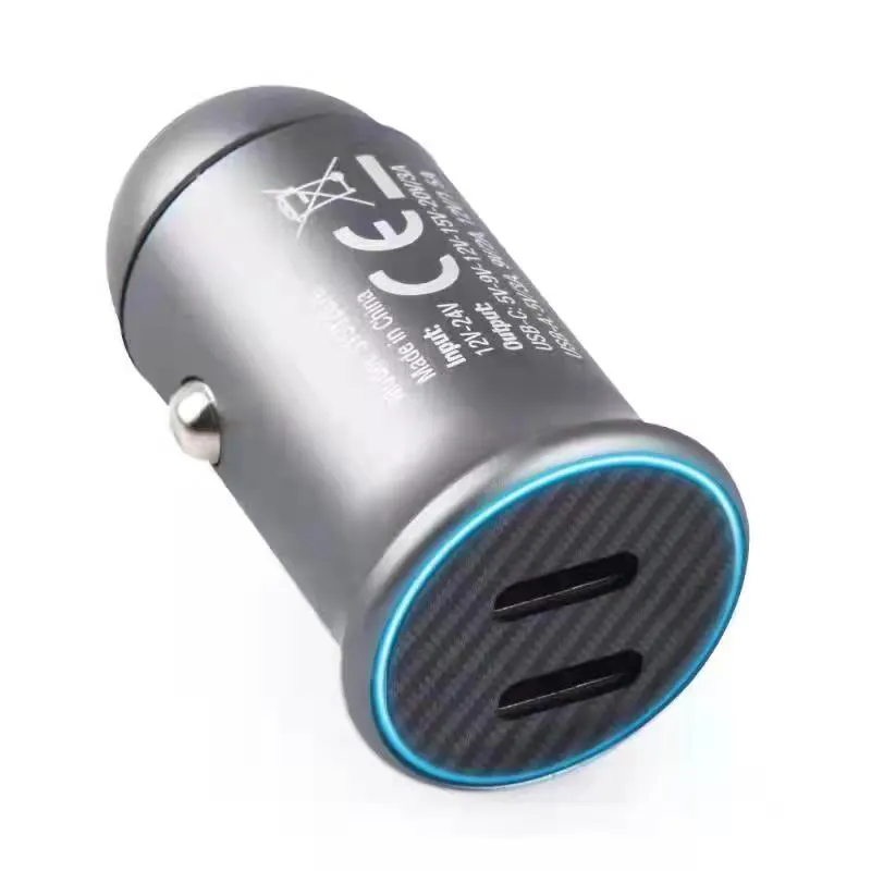 2 Ports USB Type C Mobile Fast Car Charger PPS PD 30W 3A Adapter Charge Compatible with iPhone Samsung