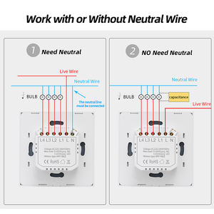 LangYeao saklar sentuh dinding WiFi Tuya cerdas EU, saklar lampu Panel kaca 1/2/3/4 Gang, tidak ada kawat netral untuk rumah pintar - Product Image 6