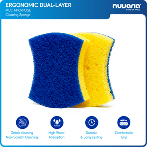Spugna per Pulizia Anti-Graffio: Fibra Blu, Spugna Gialla per Superfici Delicate in Cucina - Product Image 1