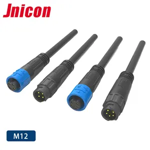 Jnicon M12 panel mount power connector Circular waterproof connector 4 pin 5a male to female extension cable plug for Wall Wash