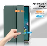 Étui magnétique pour tablette avec fonction de mise en veille et de réveil automatique pour iPad Pro 13 pouces M4 M5, coque rabattable en PU avec support pour stylet, coque transparente en acrylique pour tablette