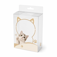 Boîte en plastique transparente personnalisée avec languette de suspension, imprimé dessin animé, pour accessoires de toilettage pour chatons