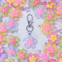 Charmes de fleurs pour la fabrication de bijoux Pendentifs de fleurs en résine 3D Couleur assortie Mignon Fleur de cerisier Transparent Charmes floraux colorés
