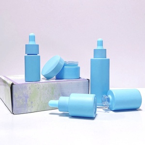 Wholesale Luxury Ombre Colored Cosmetic <b>Droppers</b> Serum Glass <b>Bottle</b> 30ml Purple Gradient Blue Essential Oil Glass <b>Bottle</b> - Product Image 5