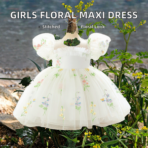 Robe d'été formelle pour filles WEARON, broderie en laine, mini robe pour baptême et usage quotidien, polyester/coton - Product Image 2