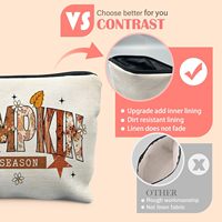 Trousse de Maquillage Citrouille d'Automne, Cadeaux Thème Automne pour Femmes, Pochette de Maquillage en Toile Esthétique Feuilles d'Automne avec Fermeture Éclair pour Articles de Toilette de Voyage