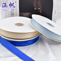 Ruban en satin polyester Hanfan à bord doré, grand rouleau, pour emballage cadeau, décoration de gâteaux et bouquets