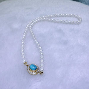 Collier de perles d'eau douce Zhuji, presque rond, 8-9 mm, avec fermoir magnétique rétro, cadeau idéal pour la fête des mères - Product Image 4