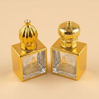 Flacon de parfum carré de 8 ml avec cadre doré, motif flamme, applicateur à bille, buse de pulvérisation, flacon de parfum rechargeable, flacon d'huile Attar
