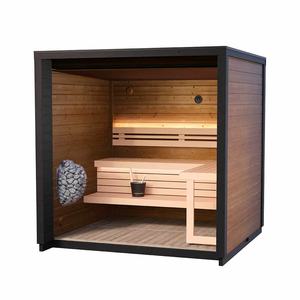 Sauna extérieur carré, sauna en cèdre canadien pour 4 personnes, système imperméable, grandes fenêtres en verre, sauna à double bancs - Product Image 2