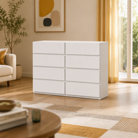 Commode contemporaine européenne à 8 tiroirs en bois aggloméré, gain de place, sans poignées, écologique, pour chambre d'hôpital