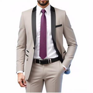 Traje de hombre de 2 piezas con solapa chalera, corte ajustado, para boda, esmoquin blanco, para padrinos de boda, venta al por mayor - Product Image 2