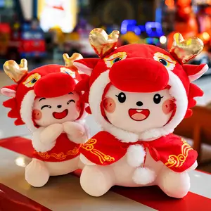 Ruunjoy custom 2024 chinese new year Cloak Dragon mascot plush doll company gift china town decor cute stuffed animal plush toys