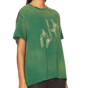 Camiseta Oversize de Algodón Vintage al por Mayor OEM con Bordado, Efecto Desgastado y Decolorado por el Sol, Gráfico DTG, Corte Cuadrado, Borde Personalizado para Mujer - Product Image 2