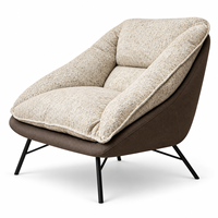 Fauteuil de salon moderne en tissu rembourré de duvet avec structure en fer et pieds métalliques fixes pour projets hôteliers