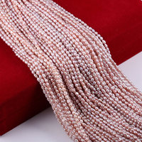 Perles de culture d'eau douce naturelles de style tendance 2*3mm 3*4mm 4*5mm en forme de riz, roses, blanches et violettes