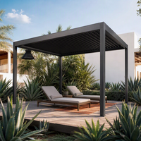 Pergola à lames orientables manuelle moderne en aluminium thermolaqué pour extérieur, idéale pour les stations balnéaires, les cabanes, les jardins, les balcons et la décoration de tonnelles.
