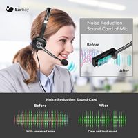 Casque d'ordinateur auriculaire USB C 3.5mm Casque téléphonique de bureau sans fil pour une utilisation dans un centre d'appels