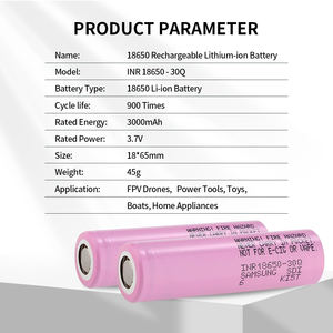 סוללות ליתיום נטענות מקוריות 100% של Liansi דגם INR18650-30Q, 3000mAh, <span class=keywords><strong>3.6V</strong></span>, 15A, סוללה גלילית לרכב חשמלי וקורקינט חשמלי - Product Image 3