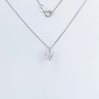 Collana con Pendente in Platino Pt950 con Diamante Coltivato in Laboratorio Taglio a Cuore, Minimalista, Delicata, con Catenina Sottile, per Donna, con Charms a Diamante
