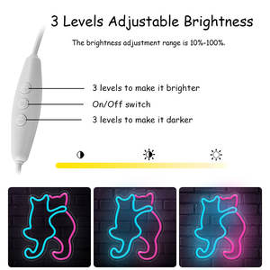 可爱猫霓虹灯玫瑰和冰蓝色u盘霓虹灯房间壁桌酒吧圣诞家庭派对婚礼生日 - Product Image 6