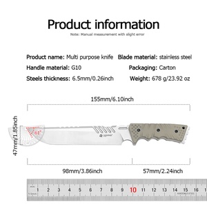 Cuchillo de Supervivencia Multifuncional para Exteriores, Hoja Fija de Acero Inoxidable, Mango G10, Personalizable, OEM - Product Image 6