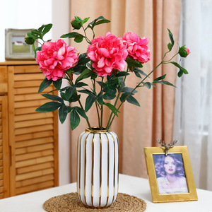 Fleurs de pivoine artificielles à 2 têtes en soie, haute simulation, accessoires de décoration pour mariage et maison - Product Image 2